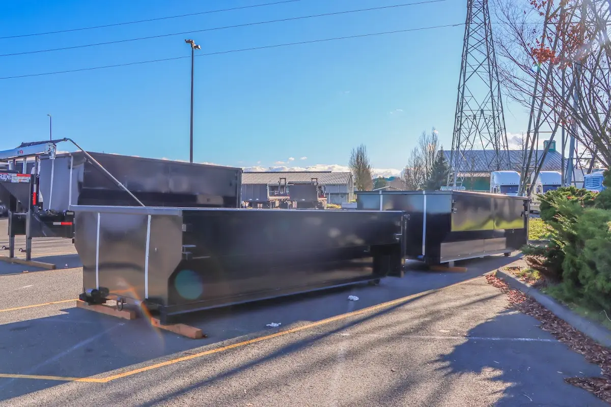 Roll-off dumpster ready for waste disposal at job site for Construction Dumpster Rental in Kent